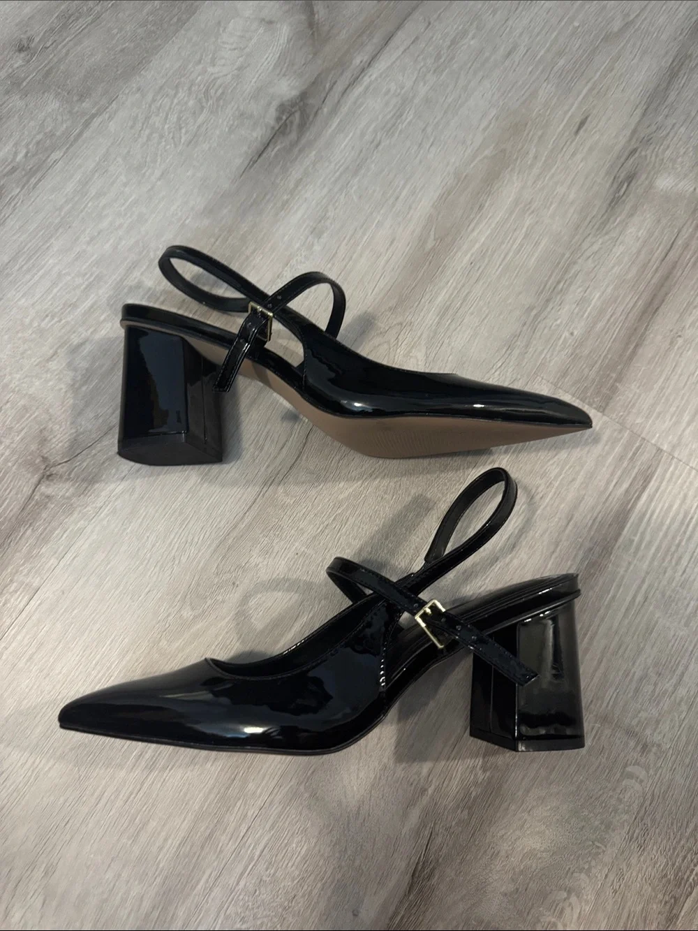 BCBGeneration Black Patent Slingback Block Heels